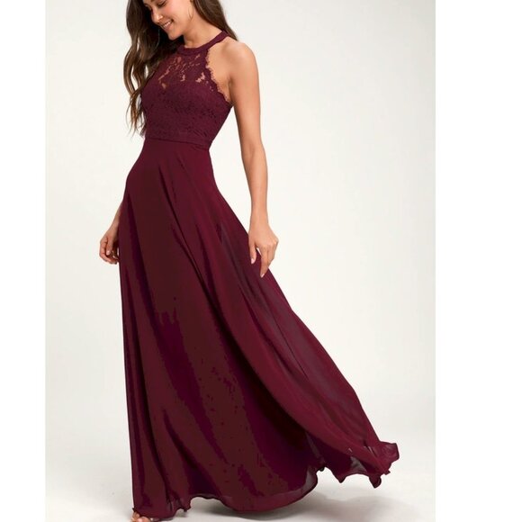 Dance All Evening Burgundy Lace Maxi Dress Size Medium NWOT - Picture 1 of 7